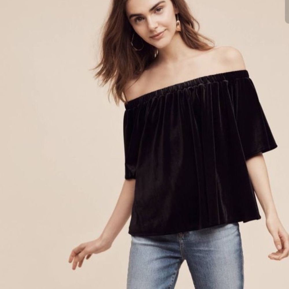 Sunday in Brooklyn Velvet Off-the-Shoulder Top